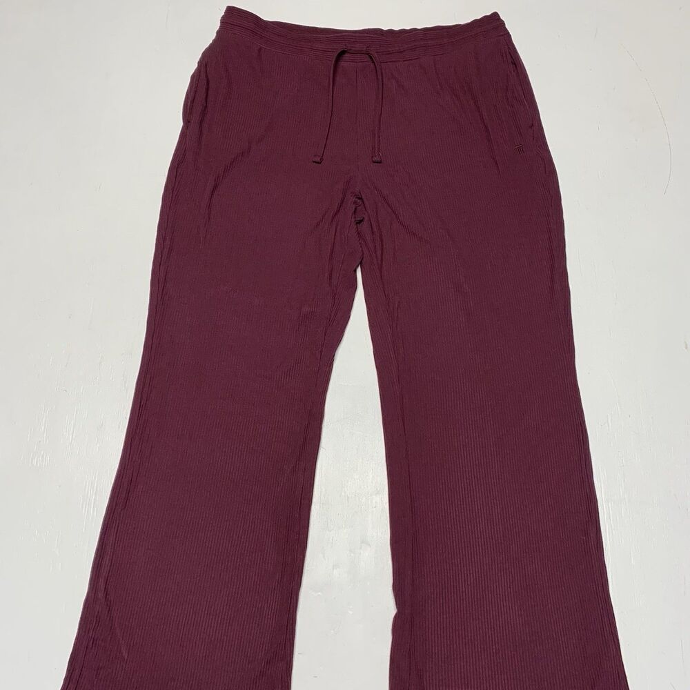 Tommy John Ribbed Lounge Flare Pants Soft Brushed Port Royale Red Womens XL
